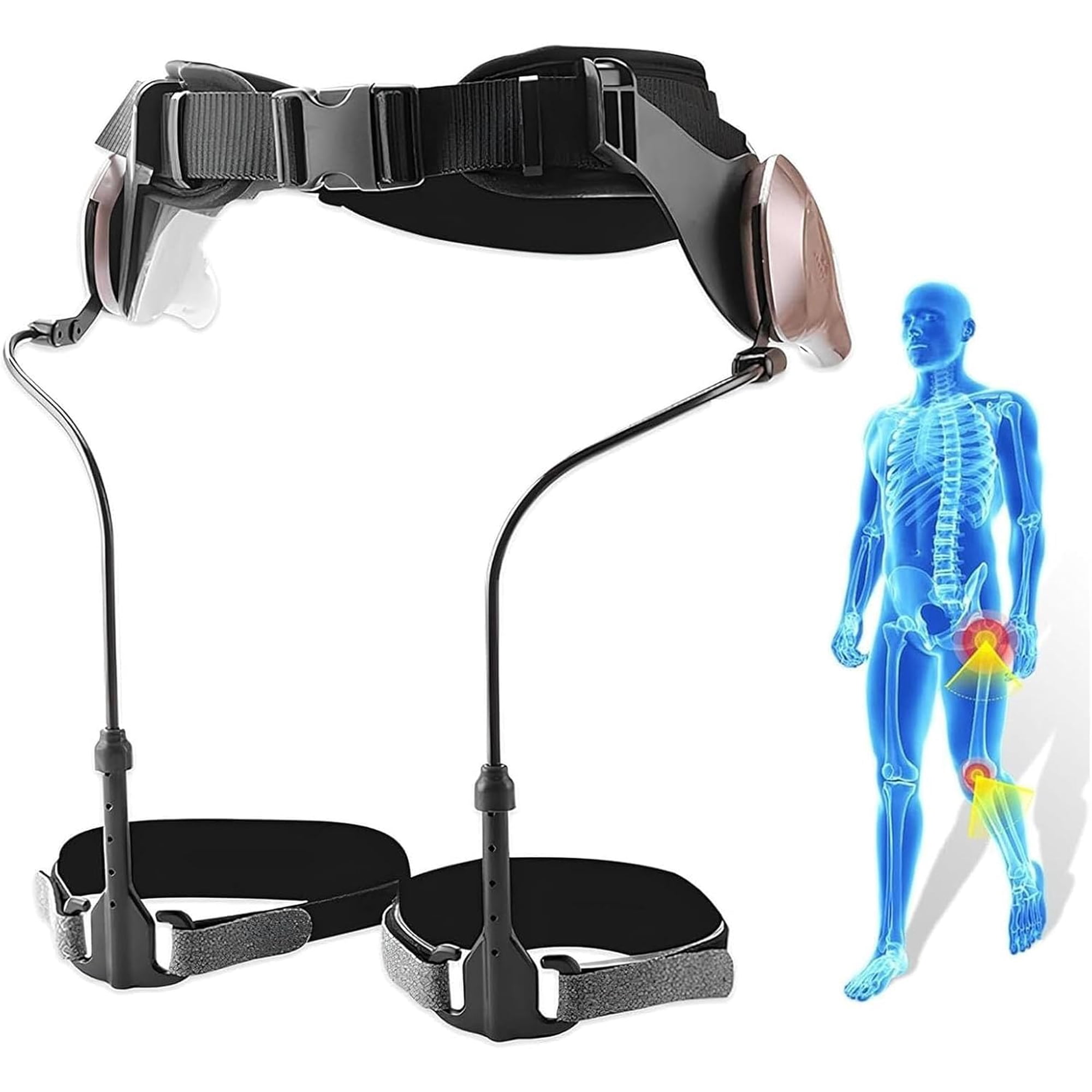 Walking assistance device, wearable exoskeleton walker with adjustable lumbar and leg support -3-speed assistive device suitable for stairs, hiking, mobility, and stability (one pair)T