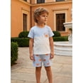 thumbnail image 5 of BemeyourBBs Toddler Baby Boys Summer Clothes Infant Baby Boy Crayfish Crab Outfits Jacquard Patchwork Short Sleeve T-Shirts and Lobster Crab Embroidery Elastic Waist Pockets Shorts Set, 5 of 9