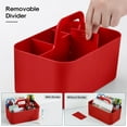 thumbnail image 4 of Ahot Multiuse Caddy Organizer with Handle - Stackable Plastic Tote Bin - Art Craft Supplies, Office, Desk, Stationery Pen Holder, Kitchen, Utensil, Makeup, Bathroom, Shower, Cleaning - Red, 4 of 18