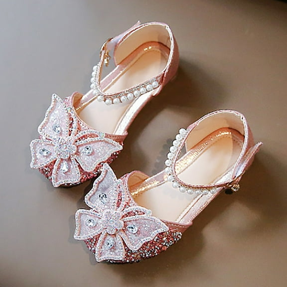 MEZZALL 2026 New Bowknot Pearl Sandals Children Butterfly Closed Toe Princess Shoes For Girls Daily Adorable Casual Kids Everyday Solid Color Beach Sweet Retro Toddler Footwear