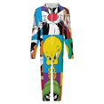 thumbnail image 4 of Looney Tunes Cartoons Men's Hooded Jumpsuit - Zip Up One Piece Pajamas Soft Cozy Winter Warm Plush Loungewear, 4 of 8