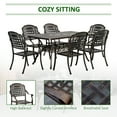 thumbnail image 5 of Outsunny 7-Piece Patio Dining Set, Cast Aluminum Outdoor Furniture Set with 6 Armchairs, 1 Table and Umbrella Hole, Bronze, 5 of 9