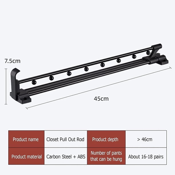 DRAGonFy - Glissière Coulissante Heavy Duty 30-55 Cm - Rail Penderie Réglable Pour Placard, Porte-Pantalons à Billes