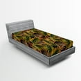thumbnail image 2 of Ambesonne Leafy Design Fitted Sheet, Modern Feels Tropical, Twin XL Size, Vermilion Lime Green, 2 of 5
