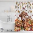 thumbnail image 3 of Thanksgiving Cattle Shower Curtain, Waterproof Shower Curtains for Bathroom, Fall Harvest Pumpkin Corn Leaves Autumn Washable Fabric Bathtub Curtain Set Bath Decor with 12 Hooks Stall 36"x72", 3 of 8