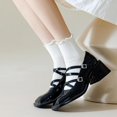 thumbnail image 4 of Zhengup Womens Ruffle Socks Crew Casual Cotton Frilly Breathable Cute Knit Lettuce Trim Ankle Solid Socks 6 Pack, 4 of 7