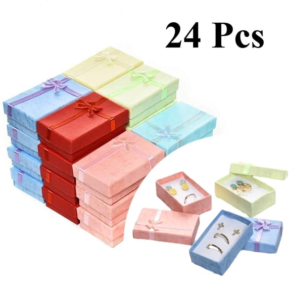24pcs Gifts Box Set, Jewelry Gift Boxes for Rings, Pendants, Earring, Necklaces - Cardboard Jewelry Boxes for Anniversaries, Weddings, Birthdays, Assorted Colors - 3.2 x 2.0 x 1.1 Inches