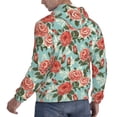 thumbnail image 3 of Hoodies for Men - Green White Leaves Rose Flowers Long Sleeve Comfrt Men'S Fashion Hoodies & Sweatshirts, Sweatshirts for Men Hoodies Pullover Clothing Clothes with Pouch, 3 of 7