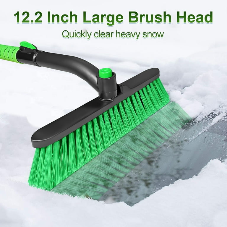 SEAAES 39 Extendable Ice Scraper and Snow Brush with Foam Grip for Car  Truck SUV Vehicle Window Green