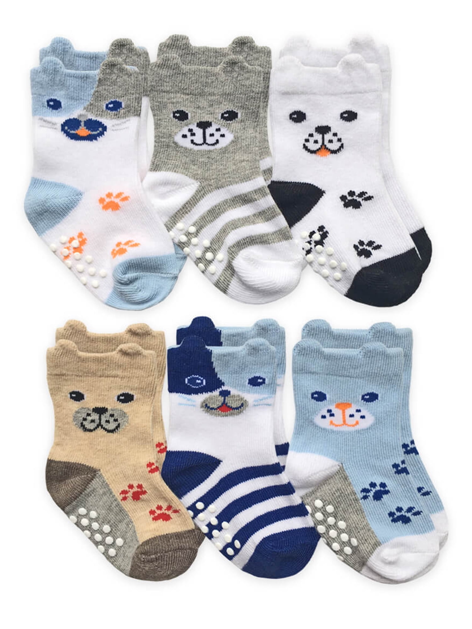 Jefferies Socks Baby Boys Non-Skid 3D Ears Dog Socks, 6-Pack - Walmart.com