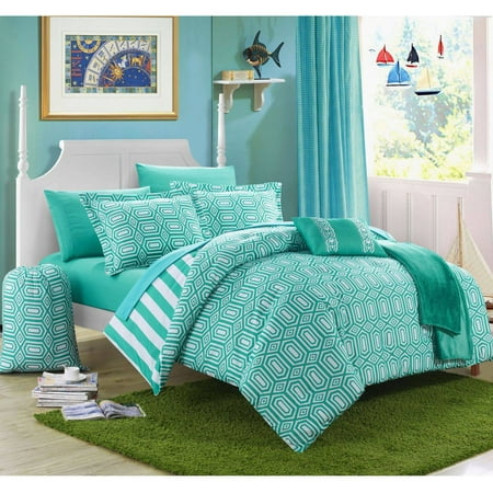 Chic Home 10-Piece Nantes Geometric and Striped Reversible Comforter Set