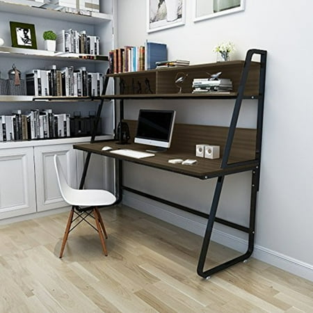 Triblesigns Computer Desk With Hutch Modern Metal Frame Writing Triblesigns Computer Desk With Hutch Modern Metal Frame Writing Table Workstation Ladder Desks