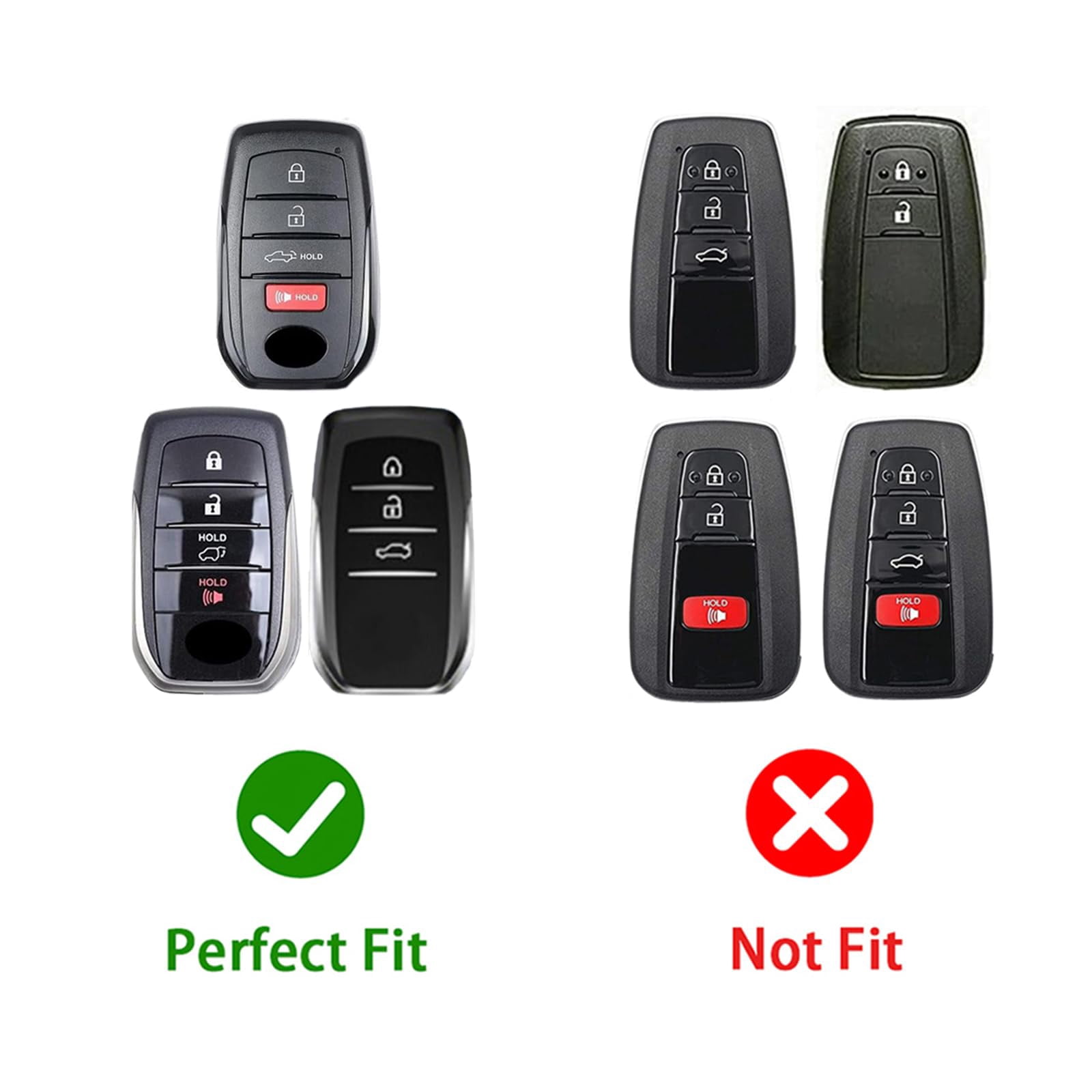 Key Case Holder Protector Keychain with Zinc Alloy Metal Shell for Toyota 2019-2024 Venza RAV4 Prime Land Cruiser Fortuner Grand Highlander Corolla Cross Hilux Key Fob Cover