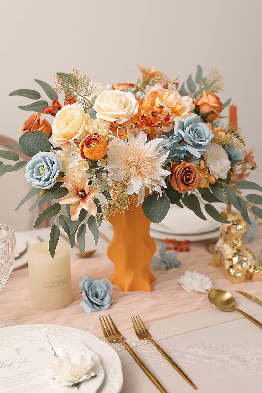 Artificial Flowers Combo Box Set Silk Flowers Fake Rose for DIY Floral Arrangements Wedding Bouquets Centerpieces Baby Shower Party Home Decorations（Nude Color）