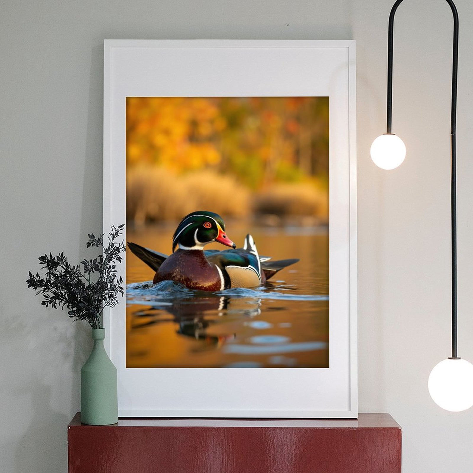 Diamond Art Kit for Adults, Autumn Lake Duck Reflection Diamond Painting for Adults Beginners, 5D DIY Diamond Art Painting Kits, Colorful Diamond Painting Craft for Home Decor 12x16