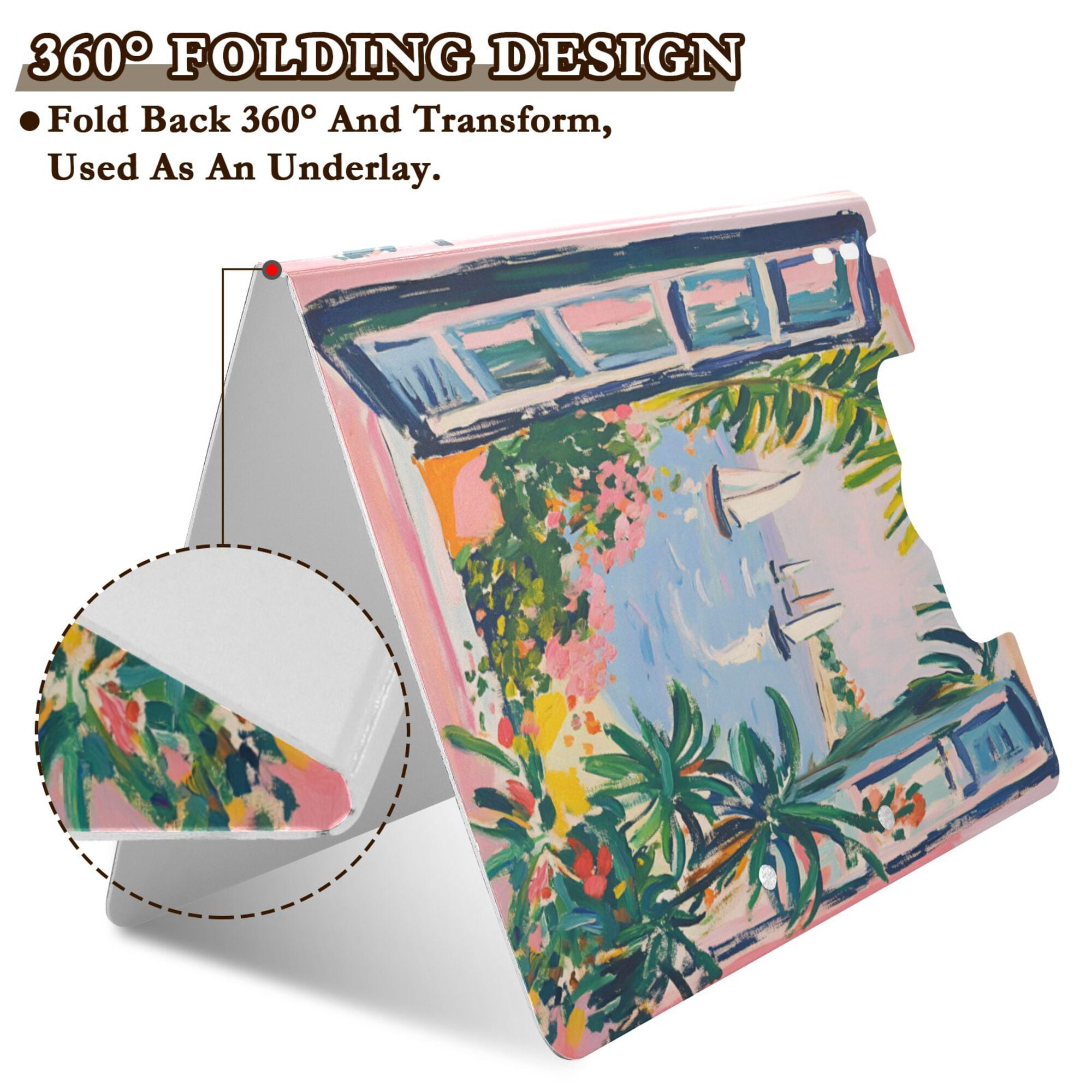 FORMRS A4 Clipboard Folder with Pen Holder Horizontal Foldable School Office Binder, Floral Seaside