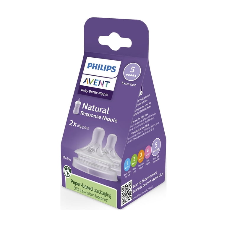 2 pack) Philips Avent Natural Response Nipples, Extra Fast Flow