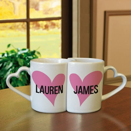 Personalized Interlocking Heart Mugs, Hearts