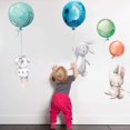thumbnail image 2 of Calcomanías de pared para dormitorio de niñas, dormitorio de niños, sala de estar, guardería, pegatinas de pared, globos y conejitos, pegatinas de pared, decoración de guardería, animales de dibujos, 2 of 5
