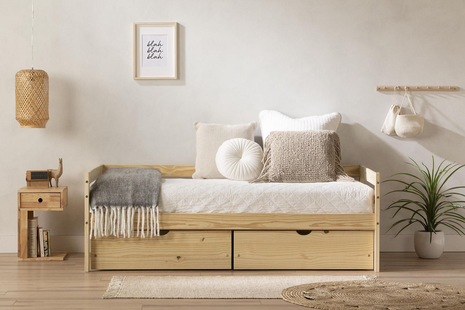 Solid Wood Daybed with Storage Drawers from the collection Sweedi South Shore