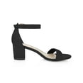 thumbnail image 3 of BLISSFUL STEP Women's Shoes Open Toe Mid Block Heel Ankle Strap Faux Suede Sandals Black 10.5, 3 of 8