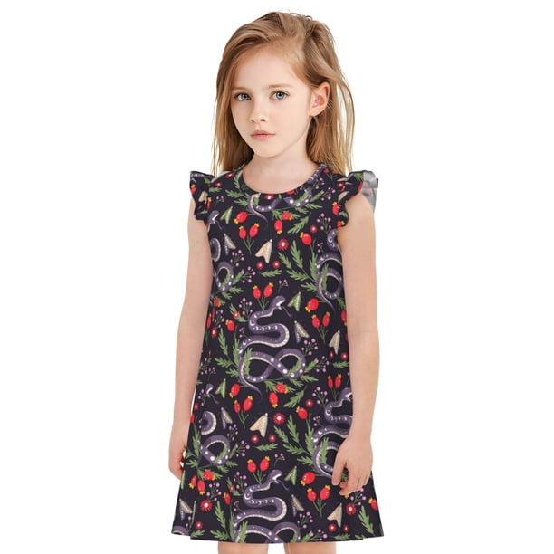Balery Snakes And Snake Fruit Camisón de princesa para niñas, pijama de algodón con mangas abullonadas, suave y bonito.-Small