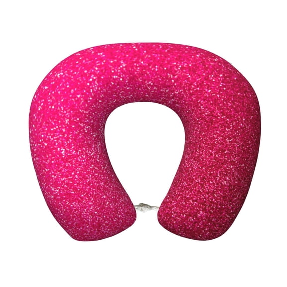 Daiia Rose Red Glitter Pattern Travel Pillow 100% Pure Memory Foam Travel Neck Pillow, Airplane Pillow U-Shaped Neck Pillow Ergonomic Travel Pillow