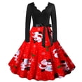 thumbnail image 2 of Moda mujer otoño Navidad cuello en V estampado suelto cómodo vestido de manga larga Fridja qw3825, 2 of 5