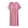 thumbnail image 2 of Xixinqiwan Women's Plus Size Nightgown Modal Cotton Nightdress Short Sleeve Sleepwear Summer V Neck Long Nightwear Pink XL, 2 of 6