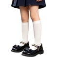 thumbnail image 3 of JAJAHO Girls Mary Jane Flats Dress Shoes Bow Pearl Pu Leather Hook And Loop Kids School Uniform Shoes Wedding Party Footwear 2-13Y, 3 of 9