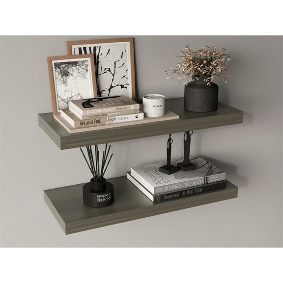 Ecco 31.5" Wide Floating Shelves Set of 2 Engineered Wood Gray