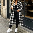 thumbnail image 5 of IUYRTFE Women's Long Plaid Button Down Shirt Jacket Casual Oversized Flannel Coat with Pockets, 5 of 8