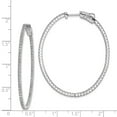 thumbnail image 2 of White Sterling Silver Earring In & Out Hoop Women'S Cubic Zirconia CZ Round Clear 50 mm 41, 2 of 2
