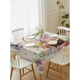 thumbnail image 2 of Easter Eggs Rectangle Tablecloth, Watercolor Eggs Flowers Butterfly Spring Beige Waterproof & StainResistant Tablecloth, Washable Oil-proof Table Cover for Dining/Party/Wedding/Buffet 52x70 In, 2 of 9