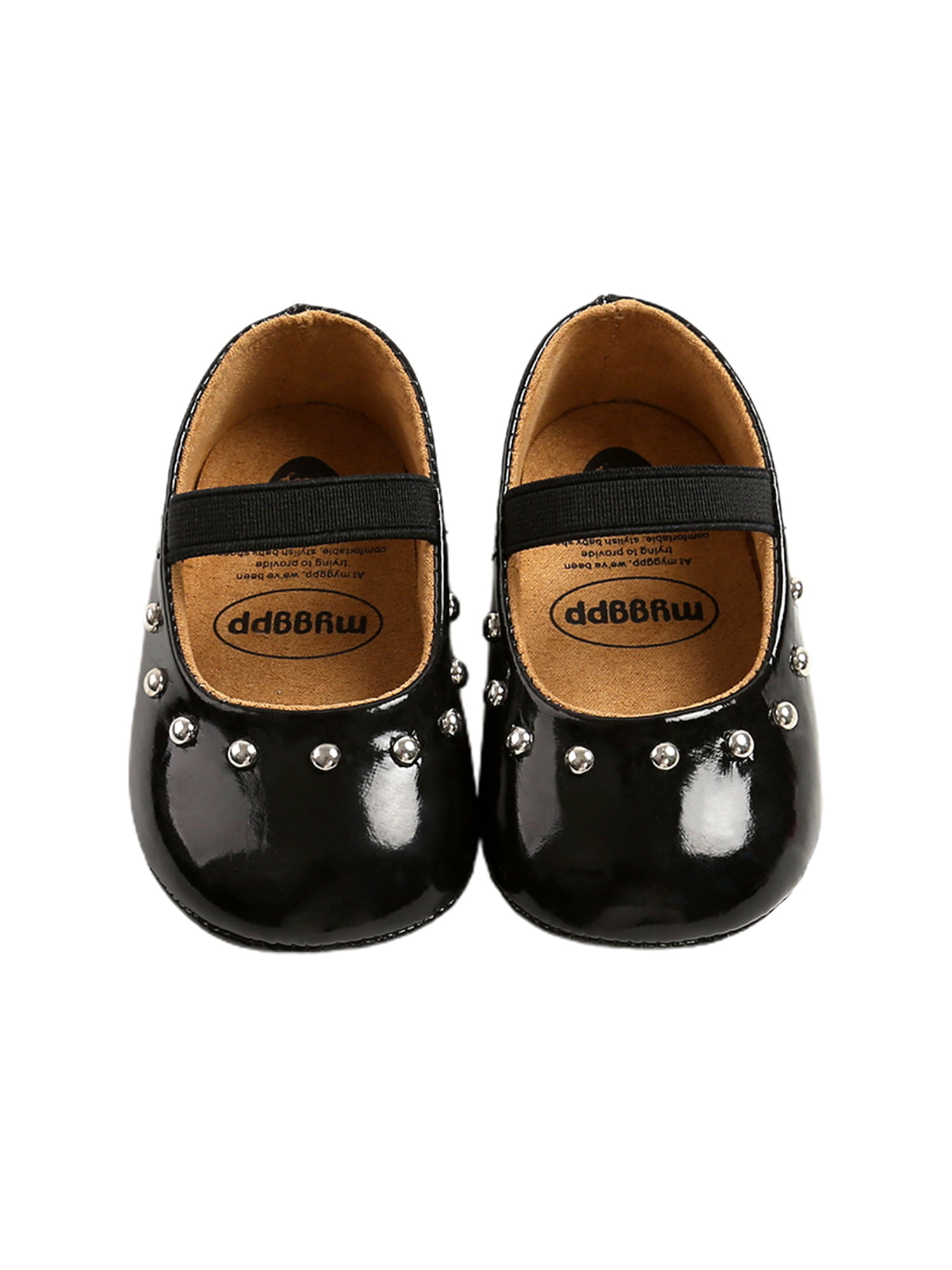 REAL Leather Soft Sole Baby Shoes Girls Toddler Black with Hearts 