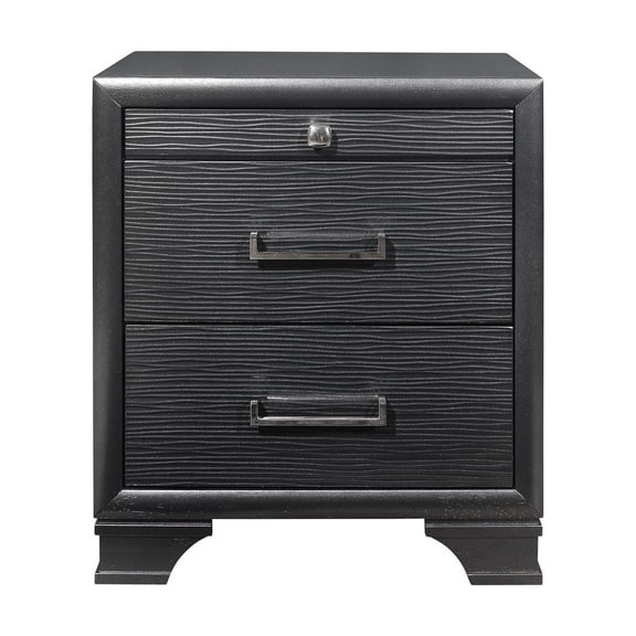 Grey Nightstand with 3 Drawers