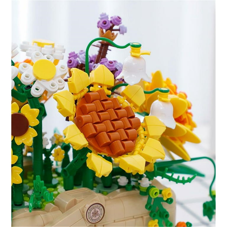 1295 Pcs Flower Bouquet Building Kit Bonsai Sunflower Basket, Building  Blocks Set Blossom Particle Flower Botanical Collection Valentines Mothers  Day Gifts for Her Girlfriends Women Mom Adults Kids 