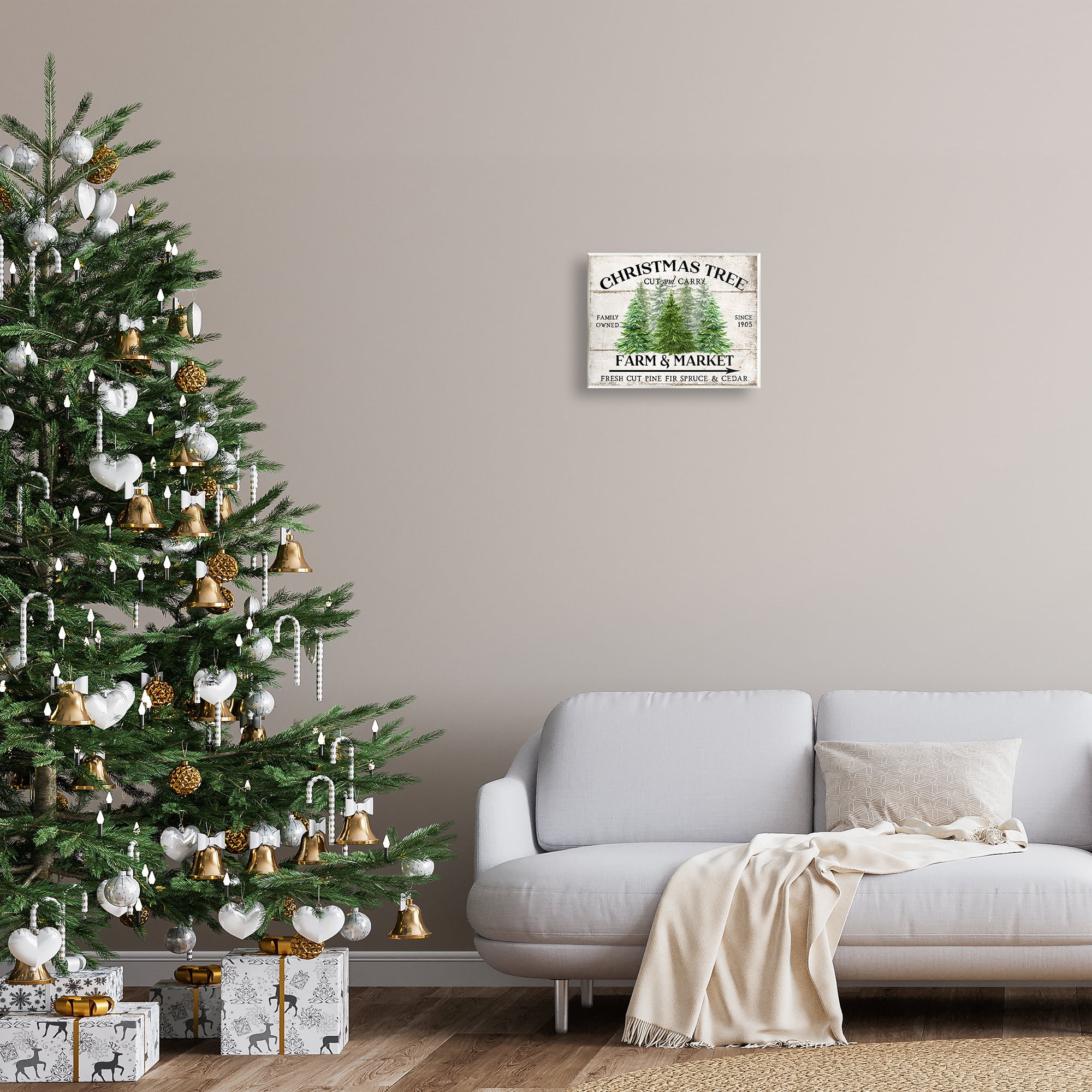 Stupell Industries Farm & Market Christmas Holiday Painting Unframed Art Prints Wall Art, 14 x 11