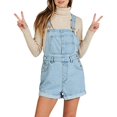 thumbnail image 3 of Women's Solid Loose Fit Denim Overalls with Multiple Pockets Casual Jumpsuit Light Blue XL, 3 of 7