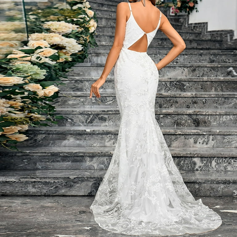 green emerald velvet dress Simple Ivory Satin Wedding Dresses for Bride 2025 Mermaid Spaghetti Straps  Long Ivory Wedding Gowns with Train LAW103 CS at Amazon Women's Clothing  store main image 1