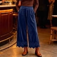 thumbnail image 7 of Lmueinov 2026 Women's Drawstring Elastic High Waist Velvet Wide Leg Pants, Lace Scalloped Hem Loose Casual Trousers with Side Pockets Autumn Winter S-3XL, 7 of 7
