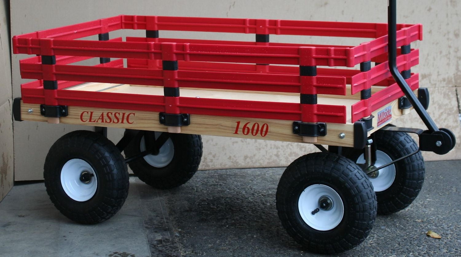 Millside Classic Kids 20" x 38" Wood Wagon with Poly Racks