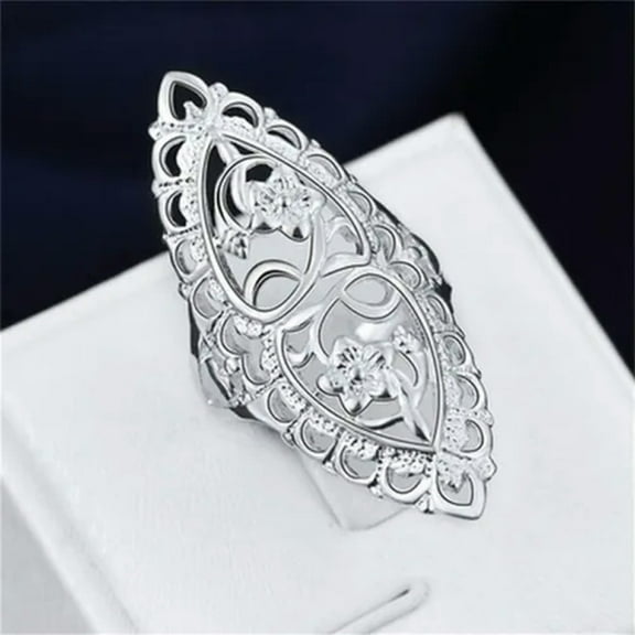 GKNET Fashion Cute 925 Sterling Silver Filled Hollow Big Ring Ladies Women Rings H_tu-10