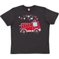 thumbnail image 3 of Inktastic Valentine Fire Truck with Hearts Youth T-Shirt, 3 of 5