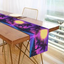 Yayeee Table Runner 70 inches Long Home Kitchen Dinning Party Decoration, Purple Neon Road