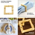 thumbnail image 4 of Efavormart 4 Pack | Natural Rustic Boho Chic Wooden Square Napkin Rings, Bamboo Napkin Holders, 4 of 11