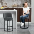 thumbnail image 5 of Newest Barrel Counter Stools with Backrest and Footrest, Modern Kitchen Island Stools, Gray (Set of 2), 5 of 13