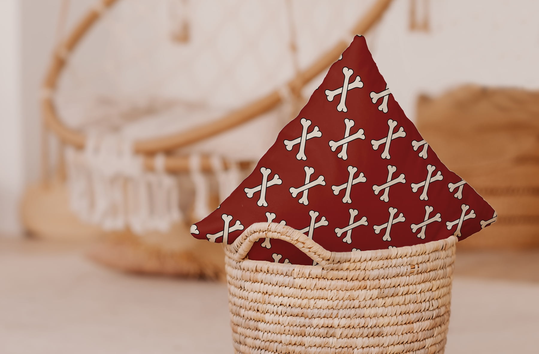 Simply Daisy 18" x 18" Cross Bones Decorative Throw Pillow, Maple Red