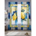thumbnail image 2 of Lemon Sheer Curtains 2 Panels Set Watercolor Bowknot Lemon Blue White Plaid Yellow Border Sheer Window Curtains Light Filtering Rod Pocket Voile Drapes for Bedroom Living Room 52"X84", 2 of 8