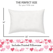 Youth Pillow 16x22 with Hypoallergenic Cotton Pillow case - High Quality Youth Pillows for Sleeping Age 5-10 (Hearts Pink)